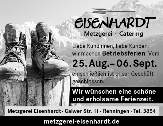 Wir machen Betriebsferien vom 25.08.–06.09.2025